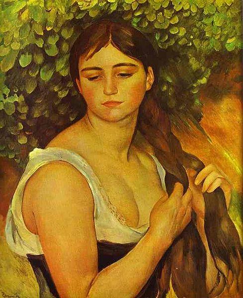 Girl Braiding Her Hair, Pierre Auguste Renoir